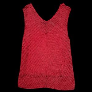 DANA Buchman Red Italian Yarn Stretch Knit Tank Top Sz L